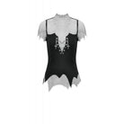 Darkinlove Women's Punk Irregular Cross Chain Mesh Top