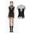 Darkinlove Women's Punk Irregular Cross Chain Mesh Top