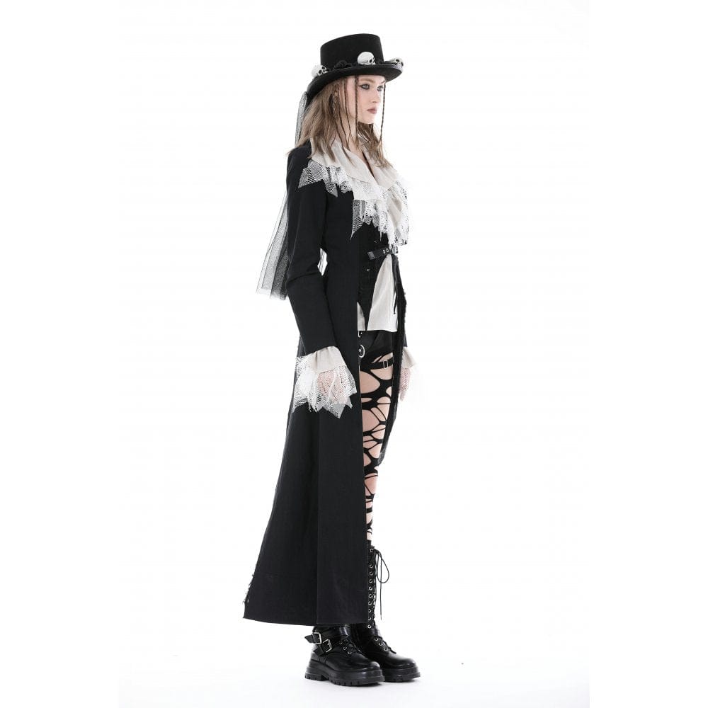 Darkinlove Women's Punk Irregular Distressed Coat with Belt