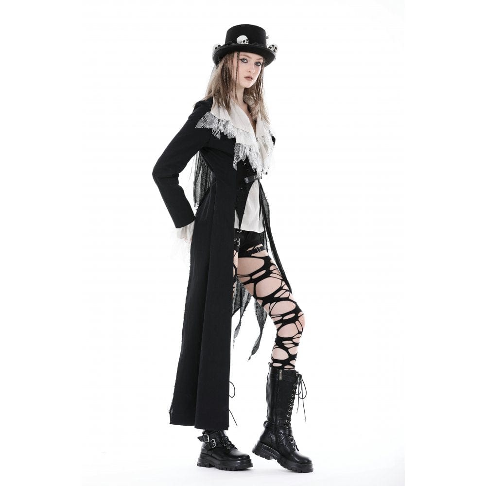 Darkinlove Women's Punk Irregular Distressed Coat with Belt