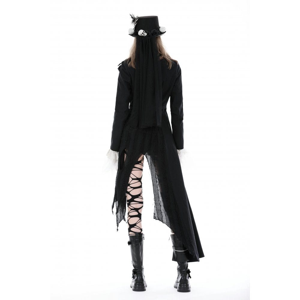 Darkinlove Women's Punk Irregular Distressed Coat with Belt