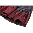 Darkinlove Women's Punk Irregular Faux Leather Splice Plaid Skirt
