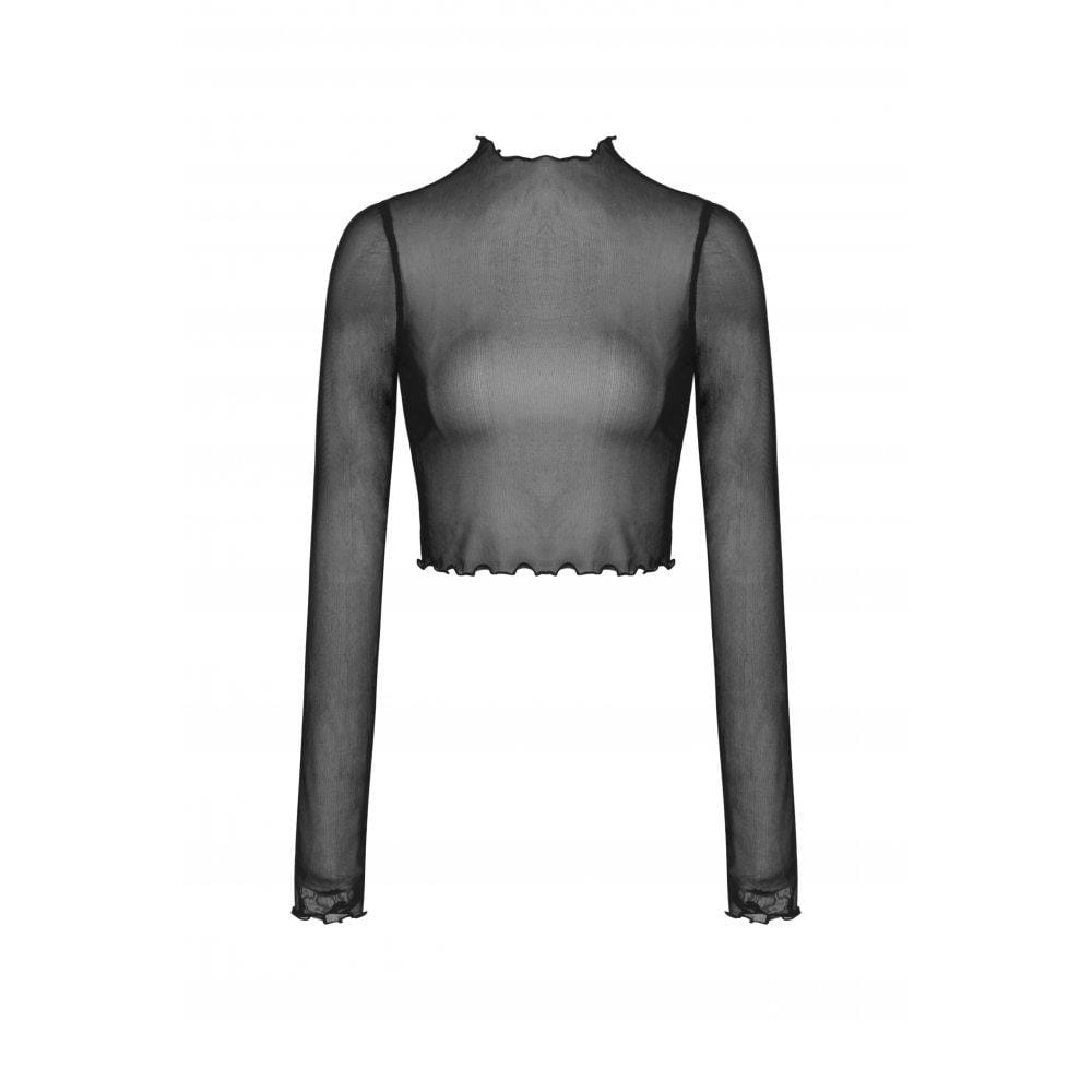Darkinlove Women's Punk Irregular Mesh Sheer Top