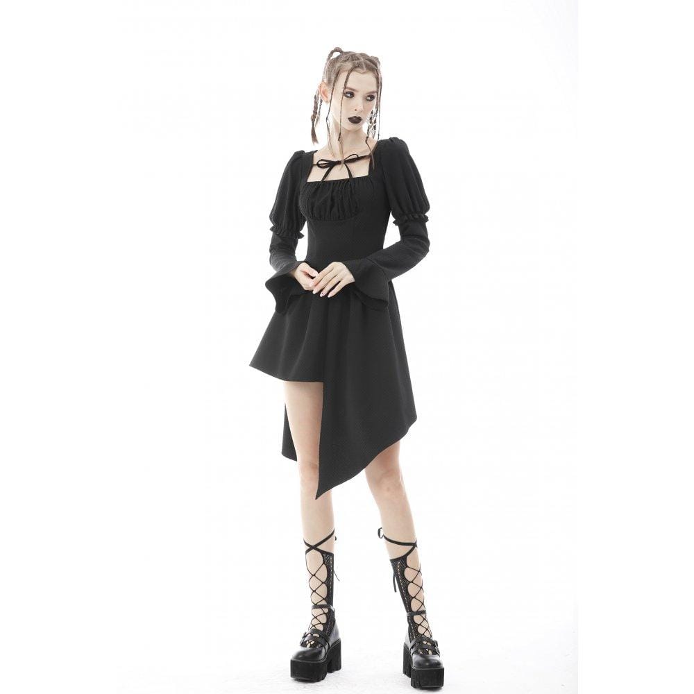 Darkinlove Women's Punk Irregular Puff Sleeved Ruched Dress