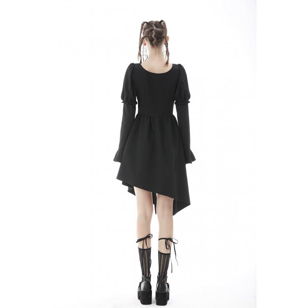 Darkinlove Women's Punk Irregular Puff Sleeved Ruched Dress