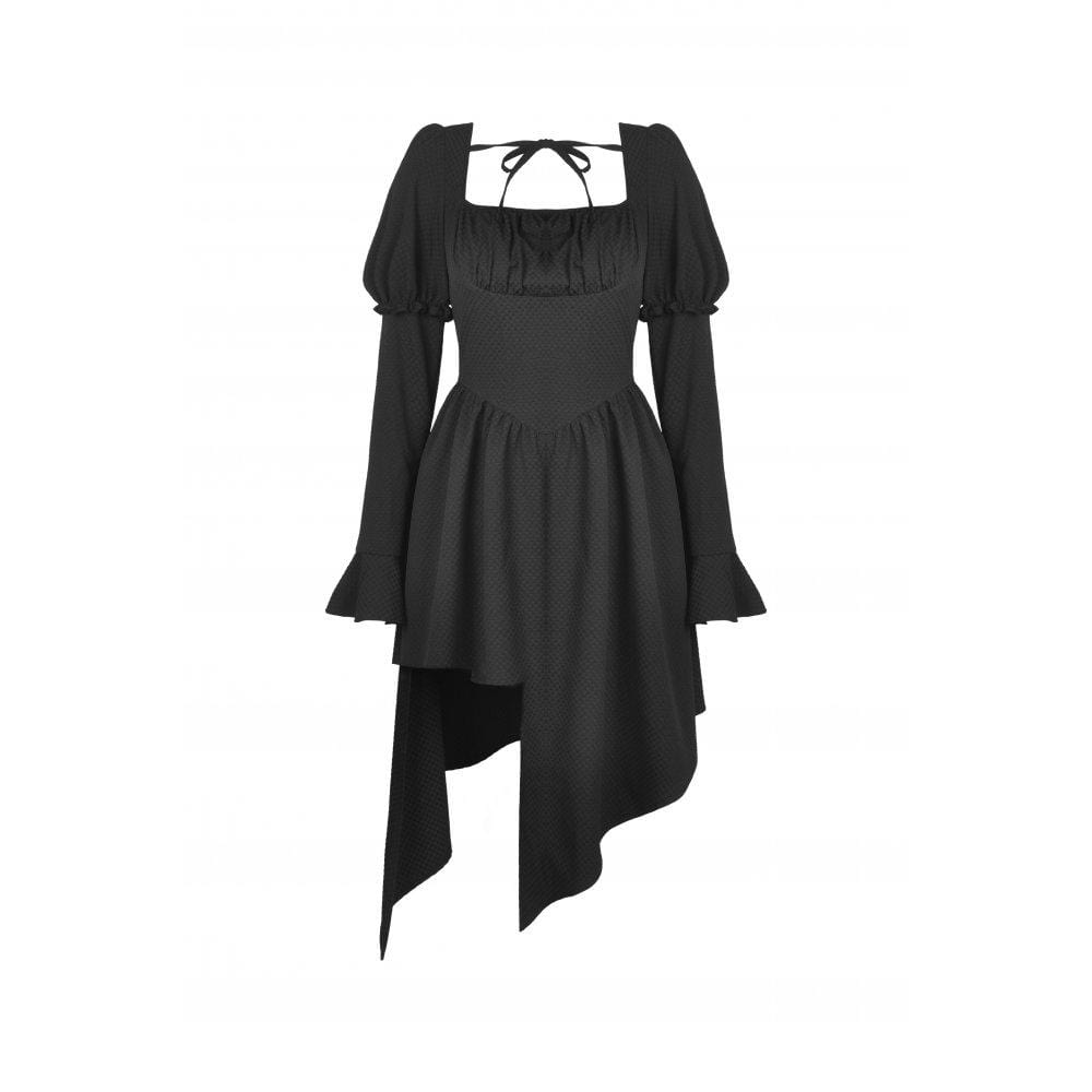 Darkinlove Women's Punk Irregular Puff Sleeved Ruched Dress