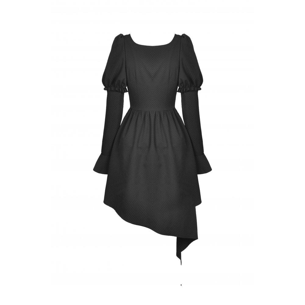 Darkinlove Women's Punk Irregular Puff Sleeved Ruched Dress