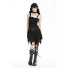 Darkinlove Women's Punk Irregular Ripped Strap Skirt