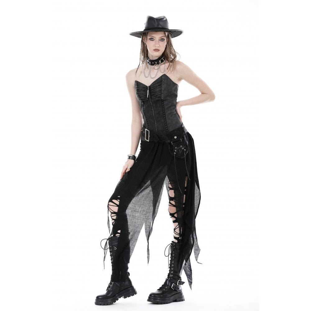 Darkinlove Women's Punk Irregular Ruched Skirt