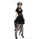 Darkinlove Women's Punk Irregular Ruffled Lace Skirt