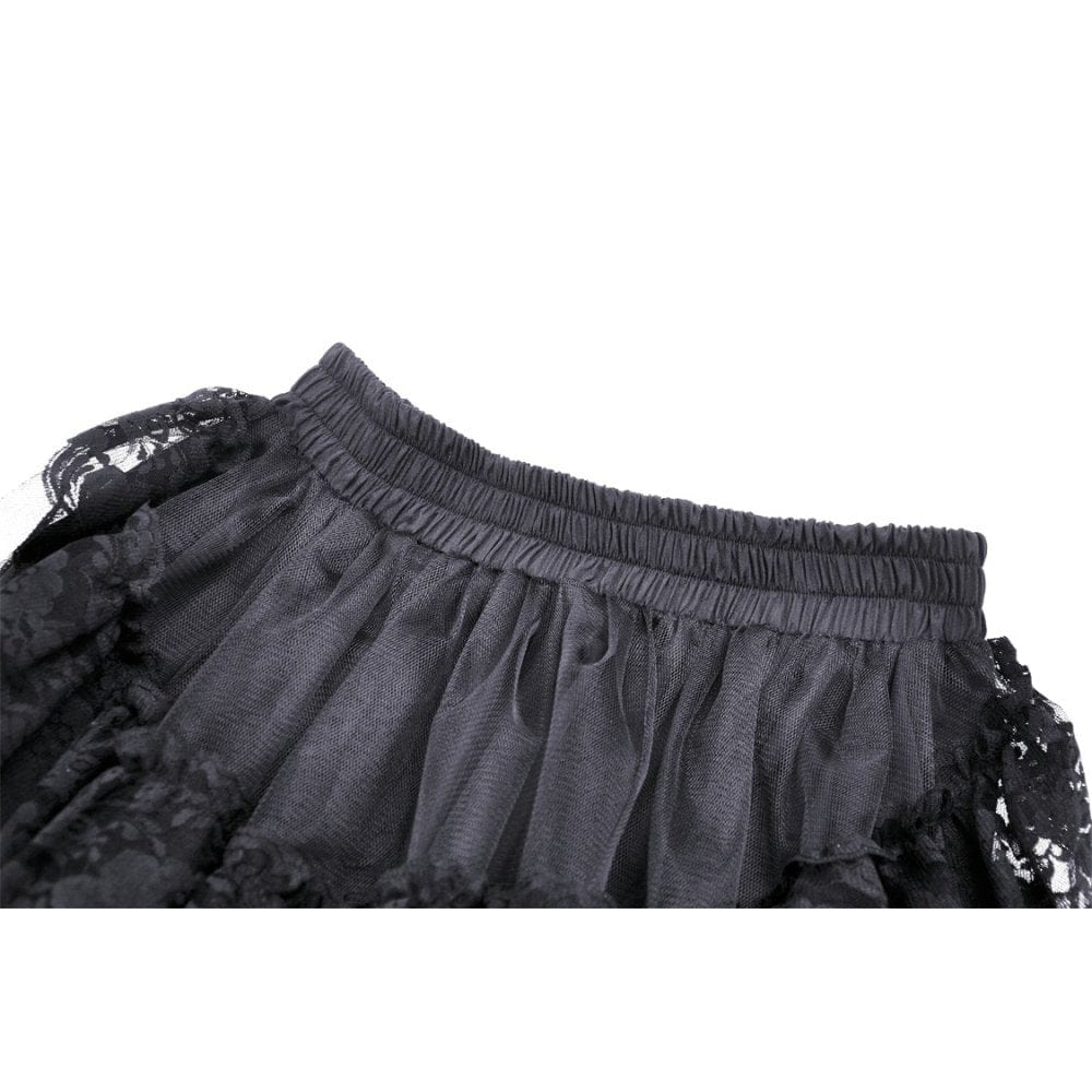 Darkinlove Women's Punk Irregular Ruffled Lace Skirt