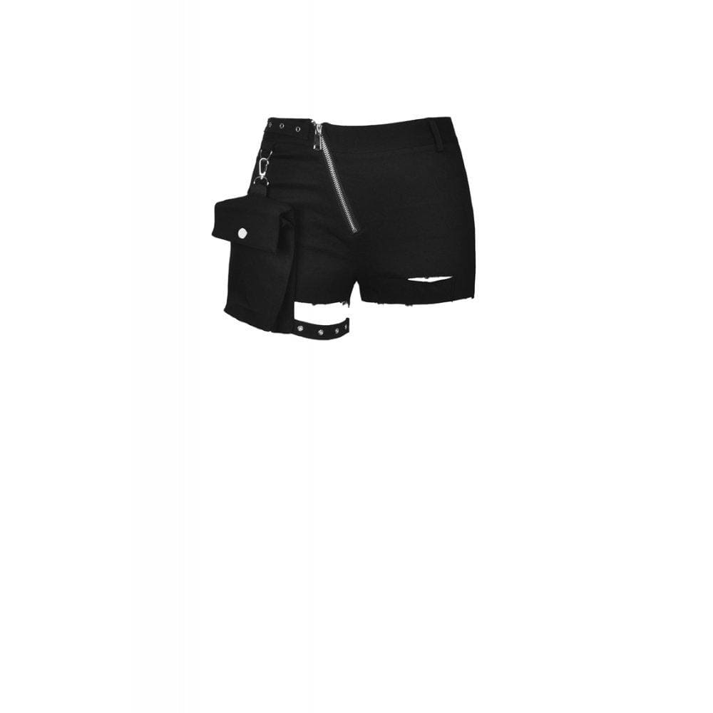 Darkinlove Women's Punk Irregular Shorts With Side Bag