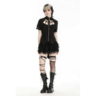 Darkinlove Women's Punk Irregular Stand Collar Shirt