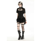 Darkinlove Women's Punk Irregular Stand Collar Shirt