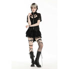 Darkinlove Women's Punk Irregular Stand Collar Shirt