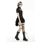 Darkinlove Women's Punk Irregular Stand Collar Shirt