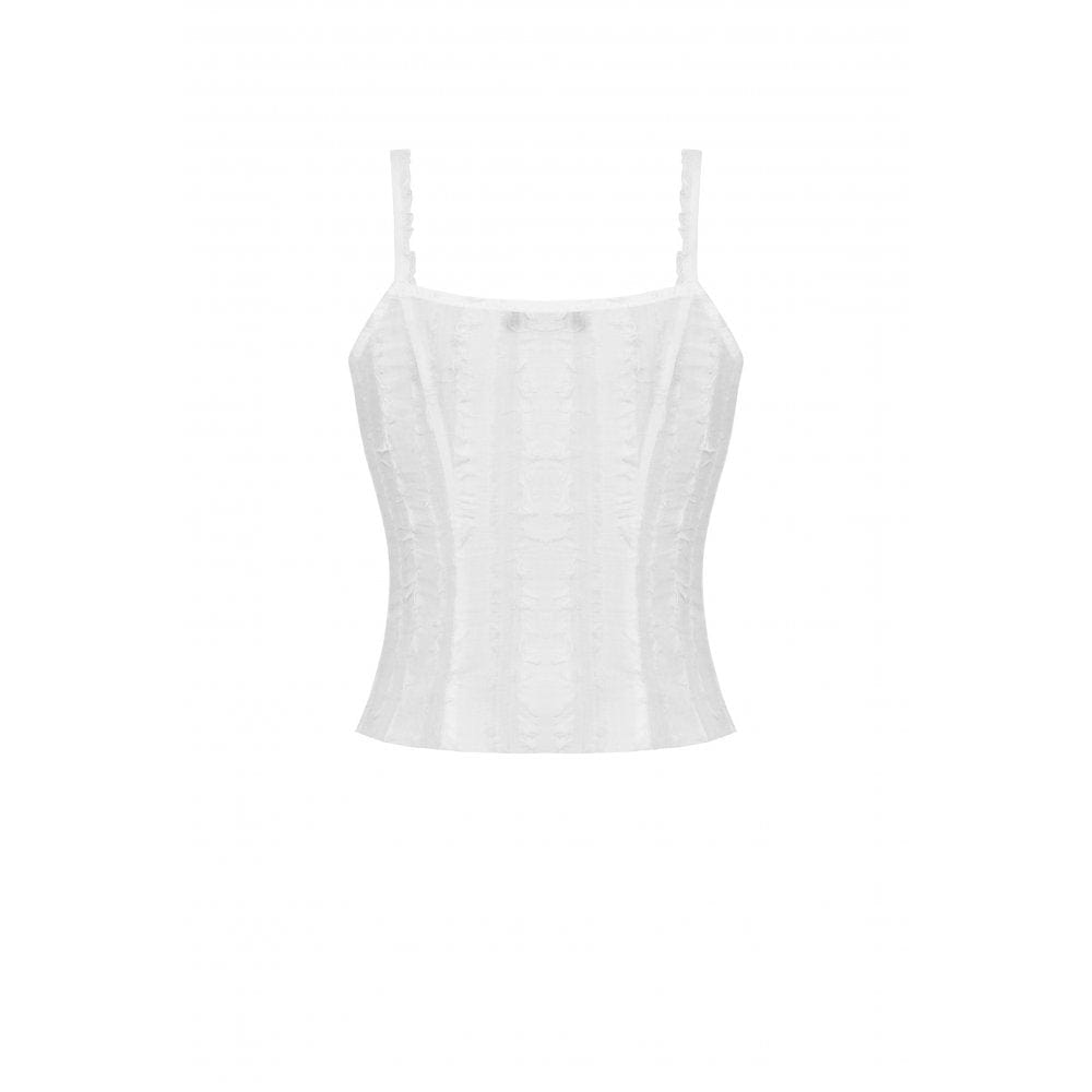 Darkinlove Women's Punk Irregular Strappy Lace Tank Top