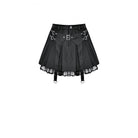 Darkinlove Women's Punk Lace Patchwork Buckle Strap Pleated Skirt