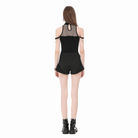 Darkinlove Women's Punk Lace Patchwork Buckle Straps Zipper Shorts