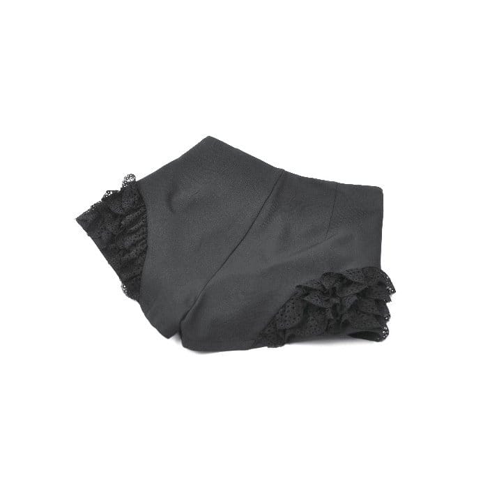 Darkinlove Women's Punk Lace Patchwork Buckle Straps Zipper Shorts