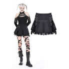 Darkinlove Women's Punk Lace Splice Pleated Skirt