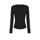 Darkinlove Women's Punk Lace-up Buckle Strap Square-cut Collar Long Sleeve Top