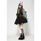 Darkinlove Women's Punk Lace-up Buttons Back Batwing Vest