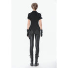 Darkinlove Women's Punk Lace-up Eyelets Turn-down Collar Shirt