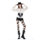 Darkinlove Women's Punk Lace-up Faux Leather Underbust Corset