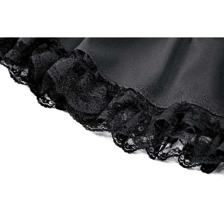 Darkinlove Women's Punk Lace-up Floral Lace Patchwork Evil Eye Tentacle Applique Mini Skirt