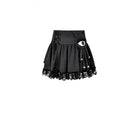 Darkinlove Women's Punk Lace-up Floral Lace Patchwork Evil Eye Tentacle Applique Mini Skirt