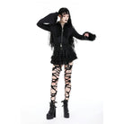 Darkinlove Women's Punk Lace-up Layered Mesh Skirt