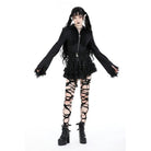 Darkinlove Women's Punk Lace-up Layered Mesh Skirt