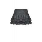 Darkinlove Women's Punk Lace-up Layered Mesh Skirt