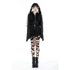 Darkinlove Women's Punk Lace-up Layered Mesh Skirt