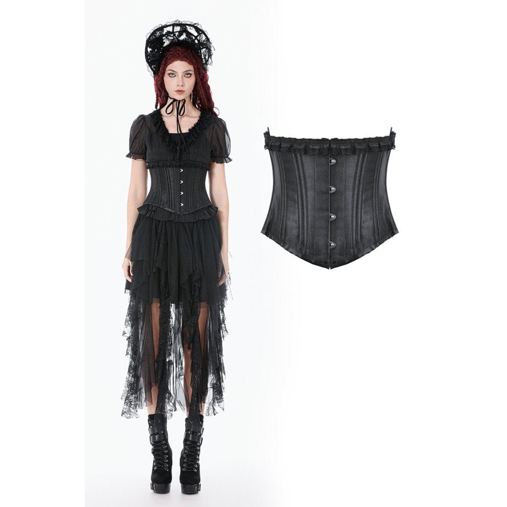 Darkinlove Women's Punk Lace-up Solid Color Underbust Corset