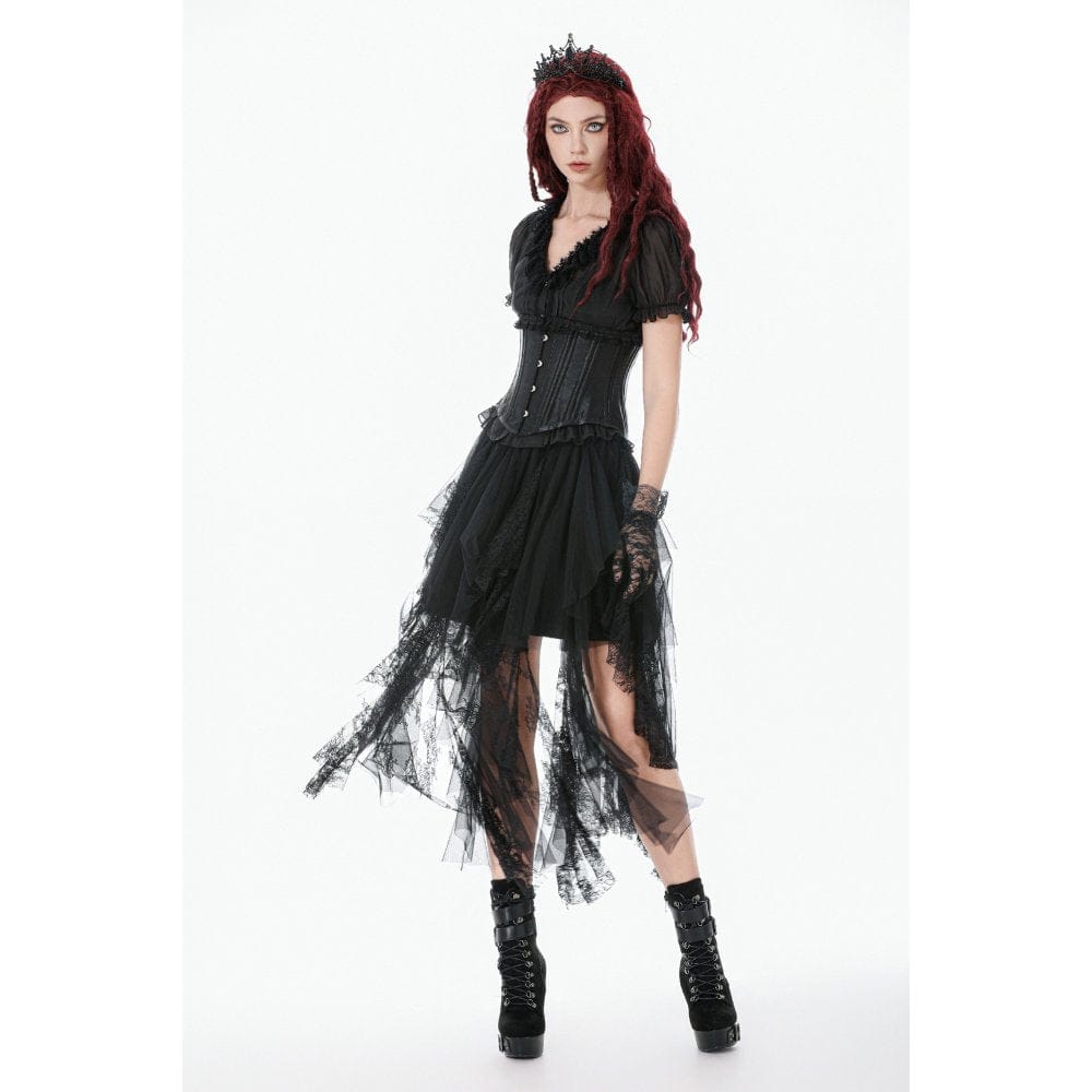 Darkinlove Women's Punk Lace-up Solid Color Underbust Corset