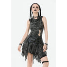 Darkinlove Women's Punk Lacing-up Ripped Short Skirt