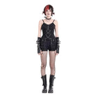 Darkinlove Women's Punk Layered Lace Ruffle Zipper Shorts