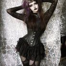 Darkinlove Women's Punk Layered Lace Skirt with Detachable Swallow Tail