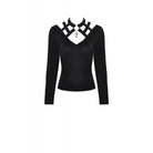 Darkinlove Women's Punk Long Sleeved Hollowed V-neck T-shirts