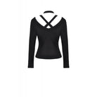 Darkinlove Women's Punk Long Sleeved Hollowed V-neck T-shirts