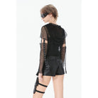 Darkinlove Women's Punk Low-Waist Shorts with Asymmetric Pleated Belt