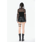 Darkinlove Women's Punk Low-Waist Shorts with Asymmetric Pleated Belt