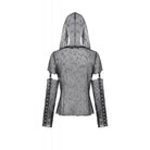 Darkinlove Women's Punk Mesh Hollow-Out Hooded Top