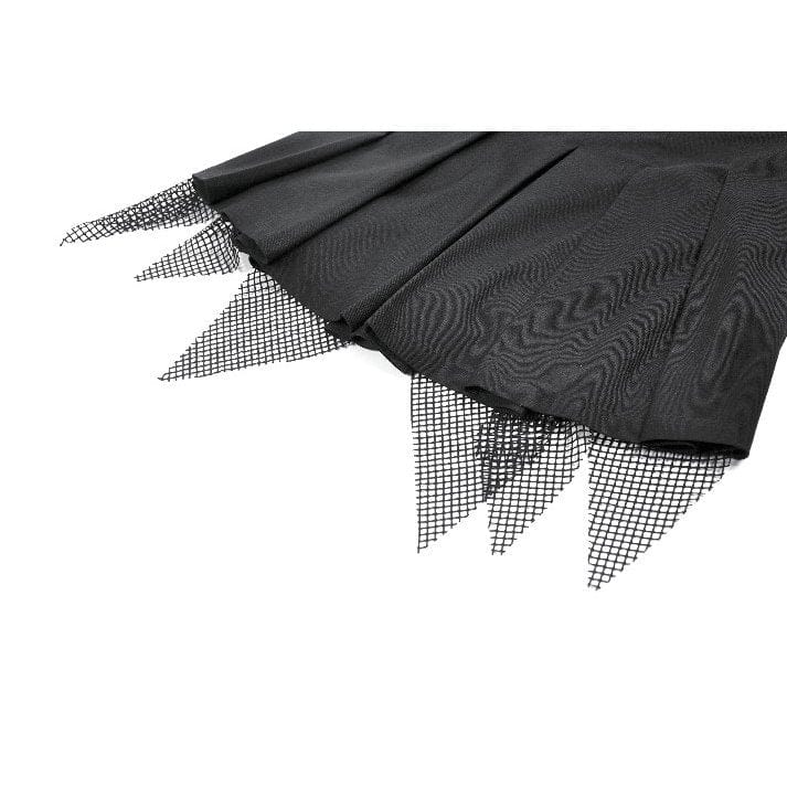 Darkinlove Women's Punk Mesh Pleated Shorts with Leg Harness