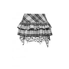 Darkinlove Women's Punk Mesh Splice Plaid Pleated Skirt