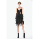 Darkinlove Women's Punk Mesh Splice Rivet Chained Slip Dress