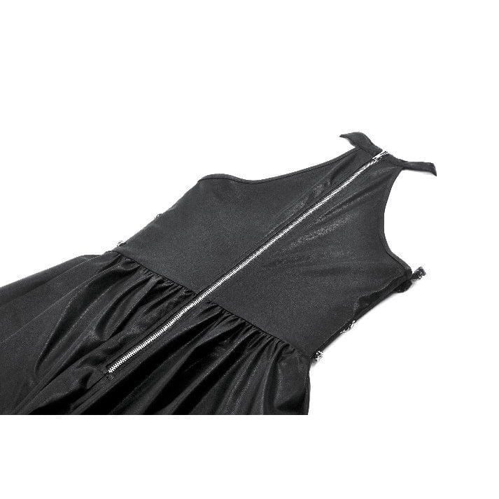 Darkinlove Women's Punk Metal Chain Faux Leather Halterneck Dress