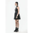 Darkinlove Women's Punk Metal Chain Faux Leather Halterneck Dress